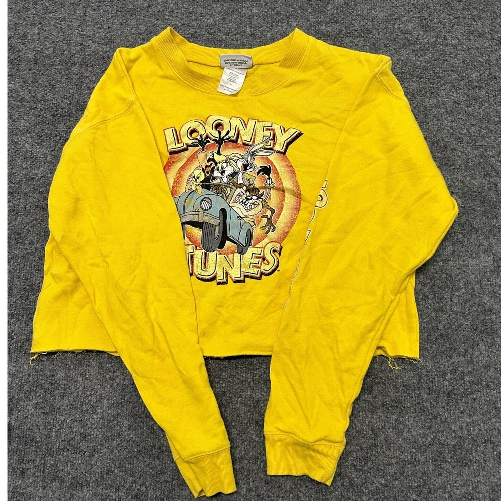 Looney Tunes Sweatshirt Womens Size M Yellow Graphic Long Sleeve Pullover